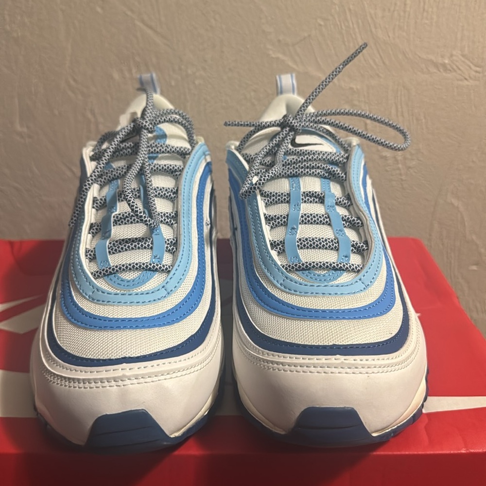 Nike Air Max 97 White and Blue Sneakers - Picture 5 of 9